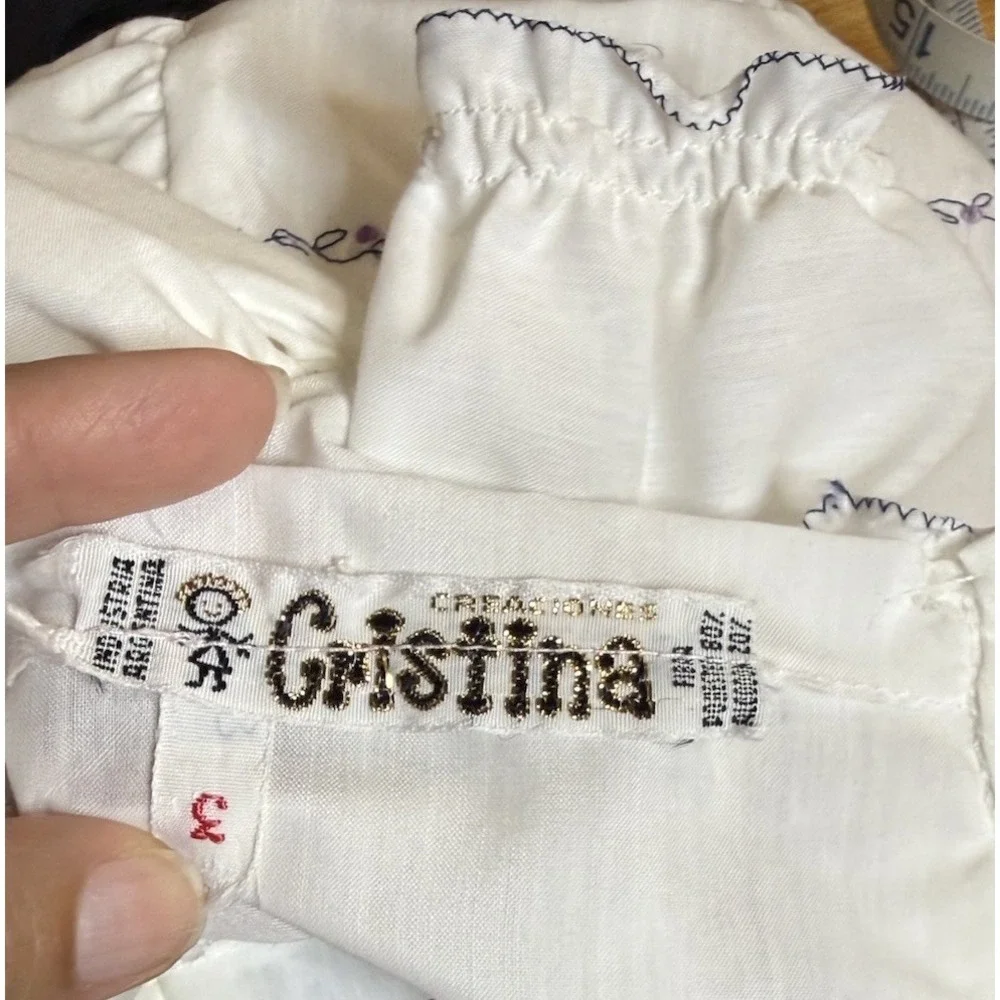Vintage Cristina Embroidered Christening BAPTISM Bishop Dress 3-6M Argentina